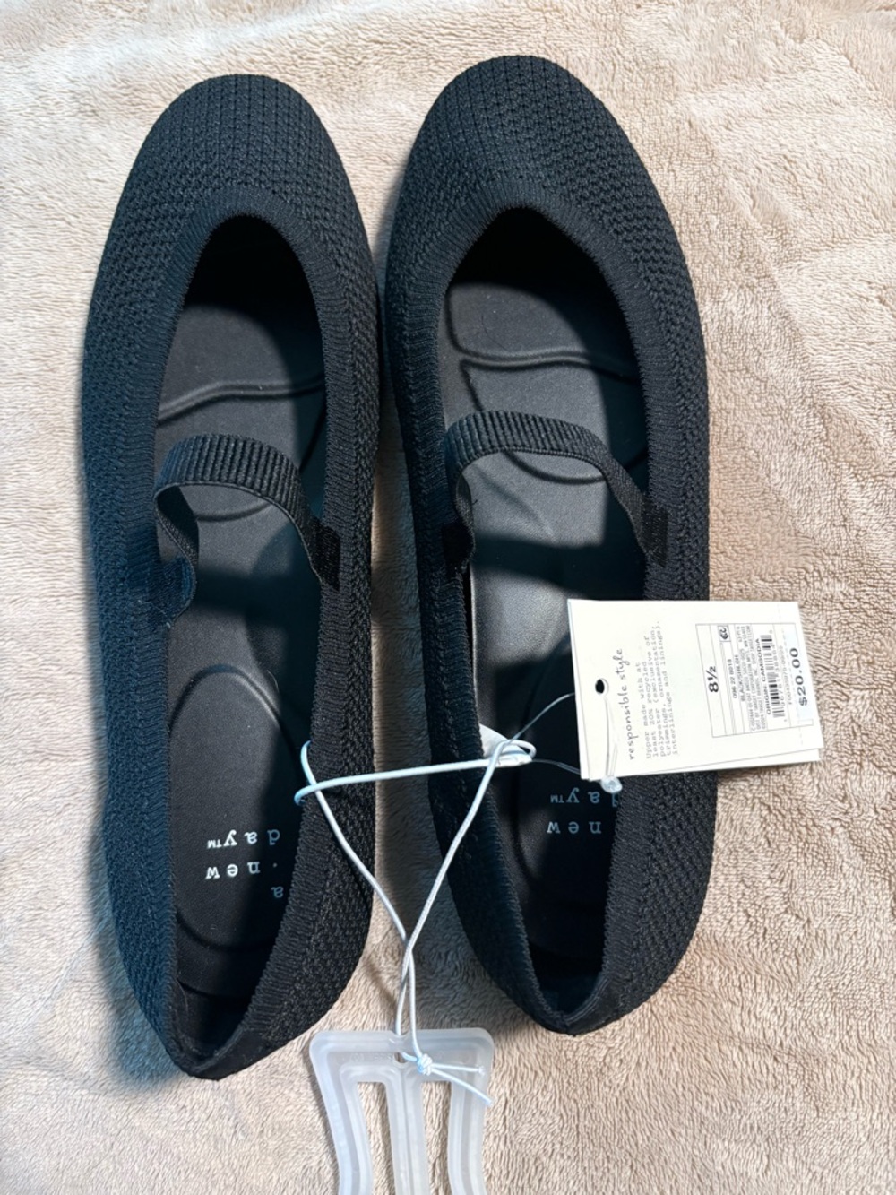 a new day Black Knit Mary Jane Ballet Flats